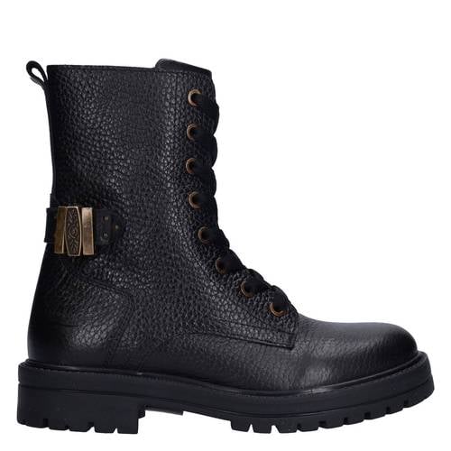 Braqeez leren enkelboots zwart