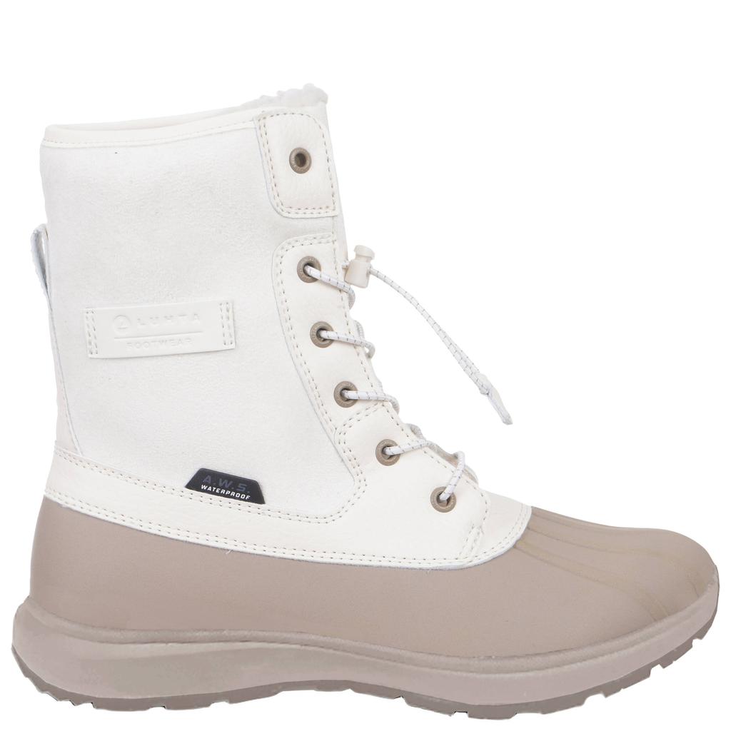Ecru en zandkleurige dames Luhta Tuttu snowboots met profielzool - van imitatieleer/voering imitatiebont/voetbed: eva