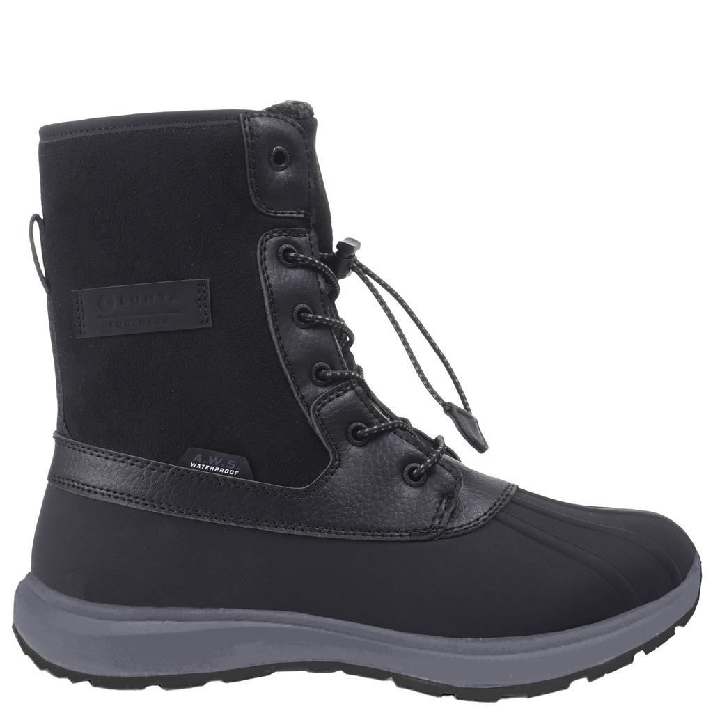 Zwarte dames Luhta snowboots met profielzool - van imitatieleer/voering imitatiebont/voetbed: eva