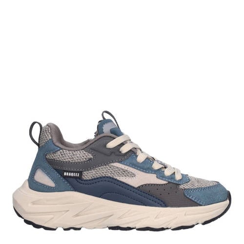 Braqeez Matteo chunky suède sneakers blauw/grijs