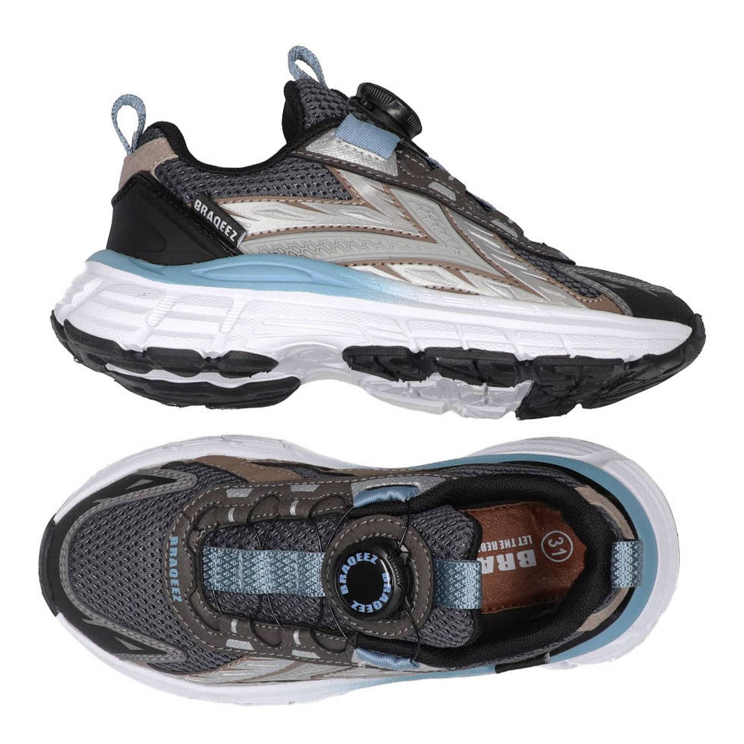 Braqeez Giles Gen chunky sneakers antraciet