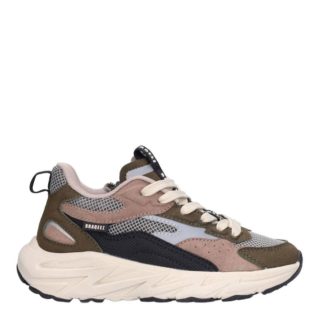 Braqeez Matteo chunky suède sneakers - groen/taupe