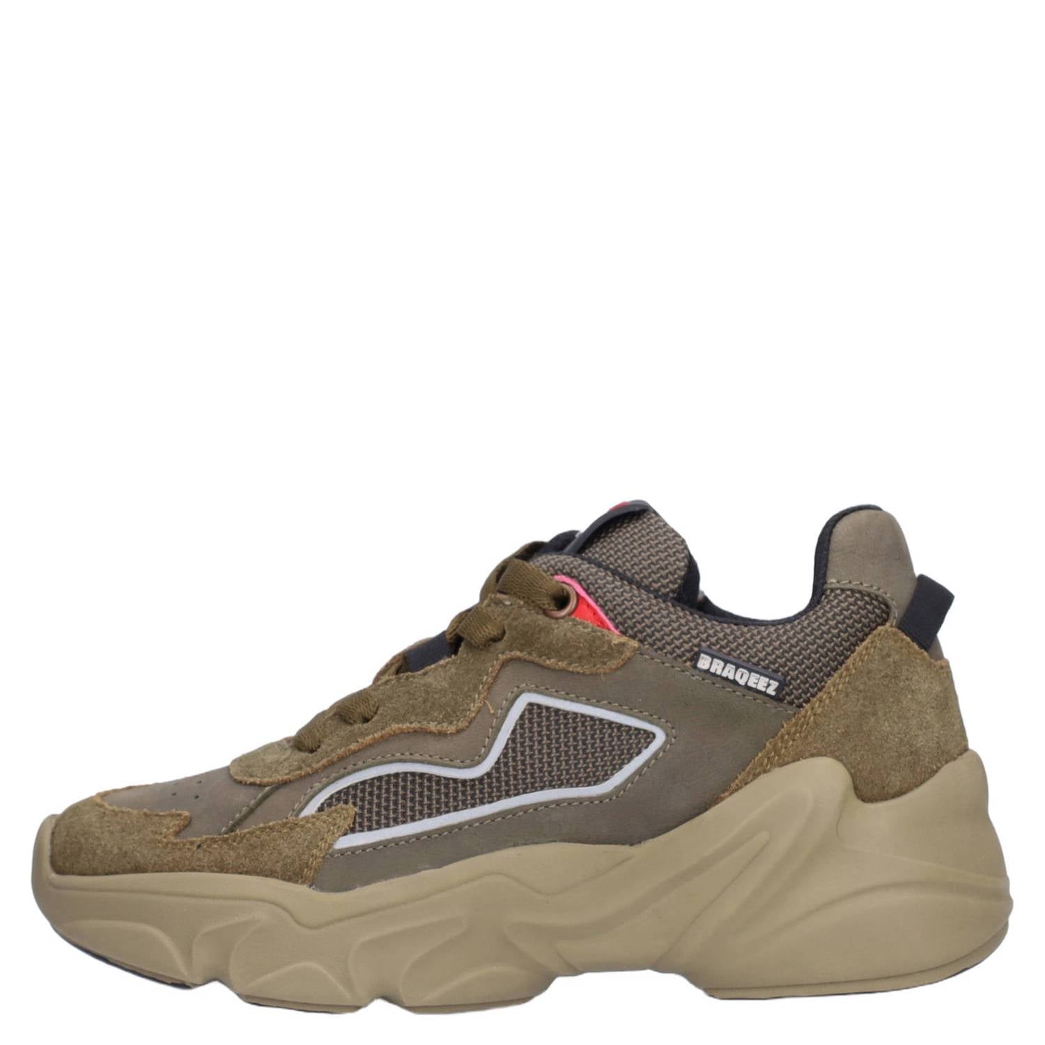 Braqeez leren sneakers groen