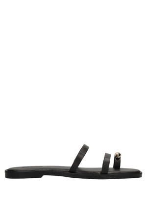 leren slippers zwart