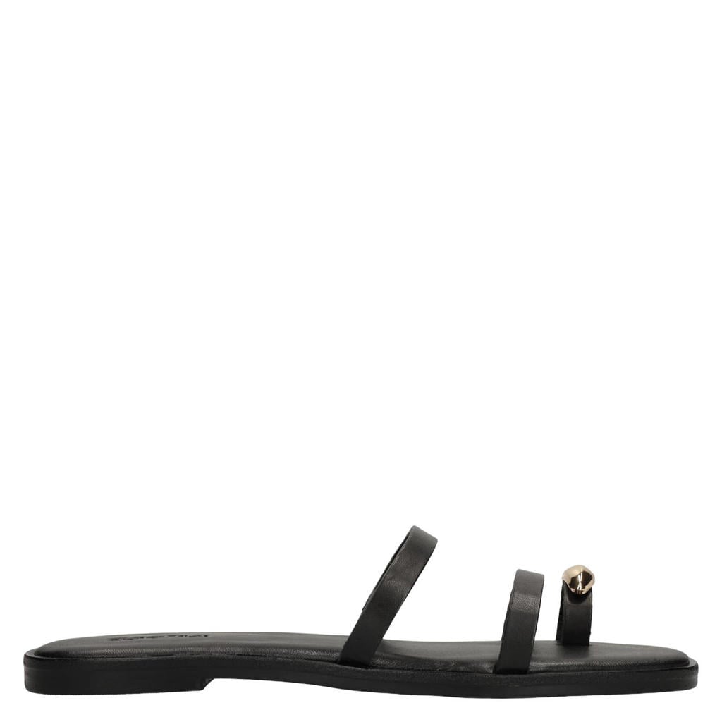 Zwarte dames Sacha leren slippers
