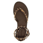 thumbnail: Sacha leren sandalen met panterprint en studs beige/zwart