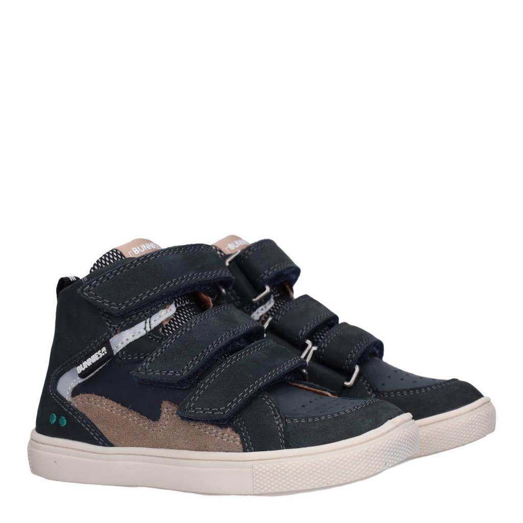 BunniesJR leren sneakers - donkerblauw/taupe