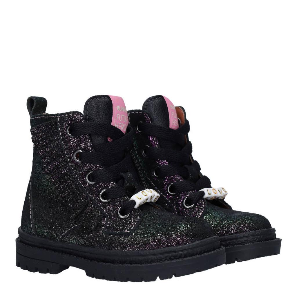 BunniesJR leren enkelboots - zwart/rosé