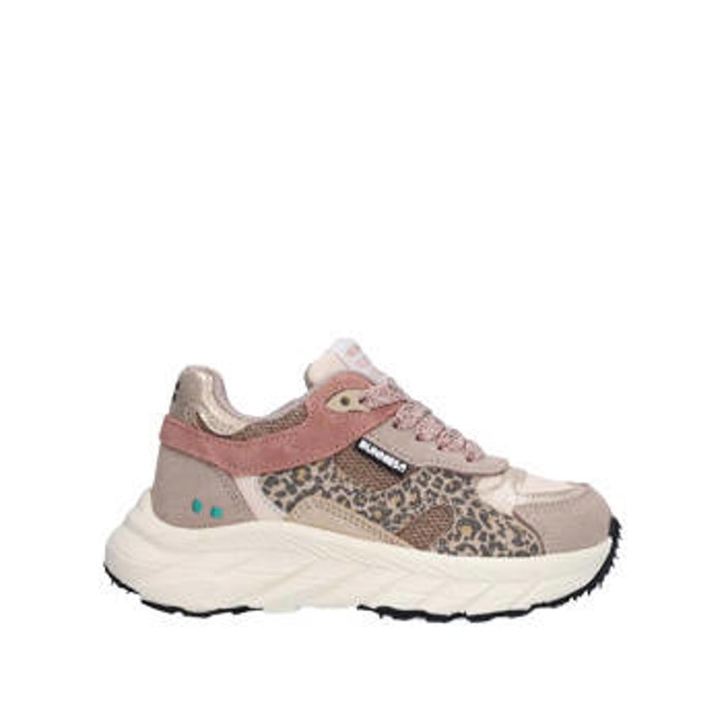 Taupe meisjes BunniesJR leren sneakers - met veters