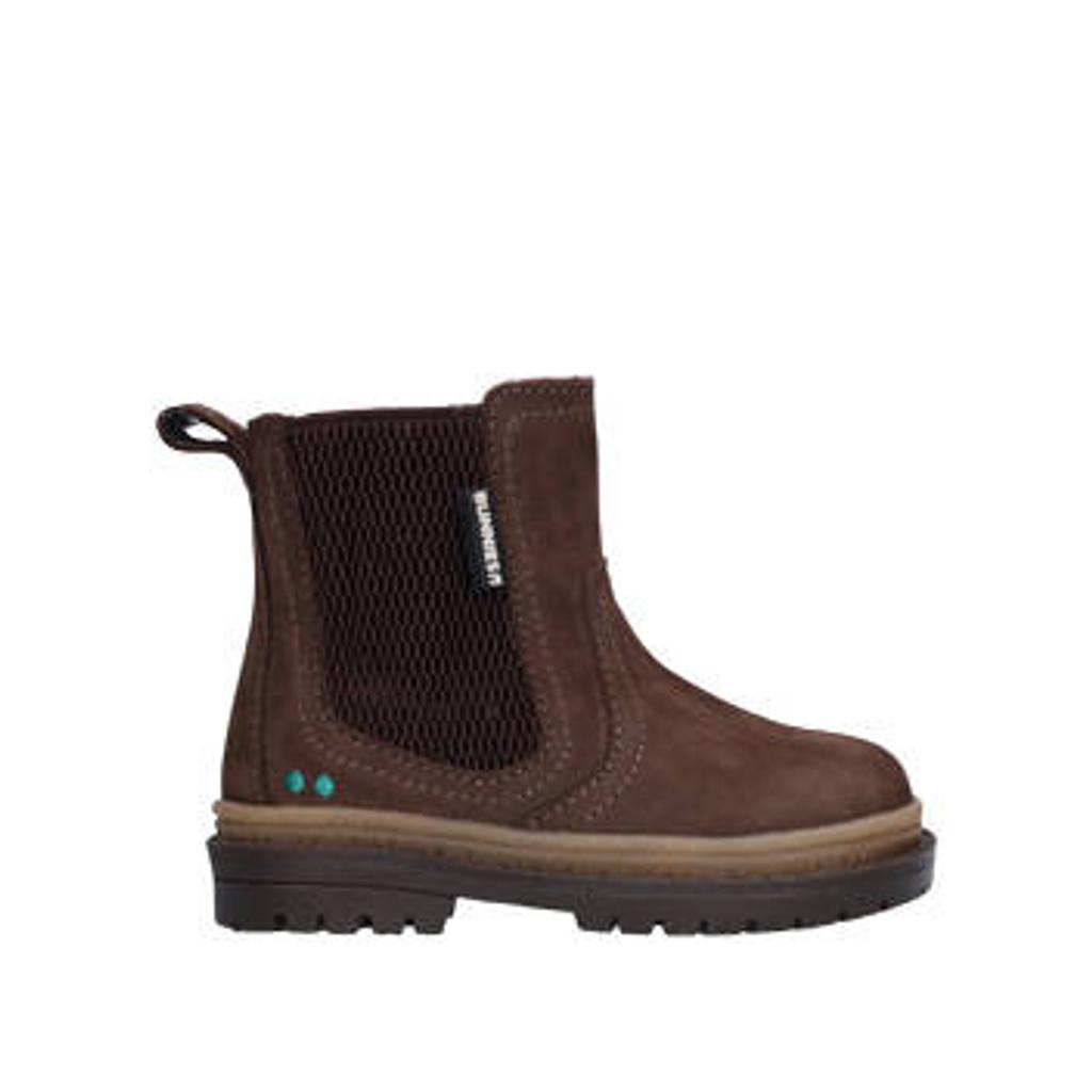 BunniesJR leren enkelboots met profielzool - donkerbruin
