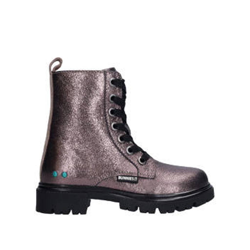 Zwarte meisjes BunniesJR leren enkelboots - met veters
