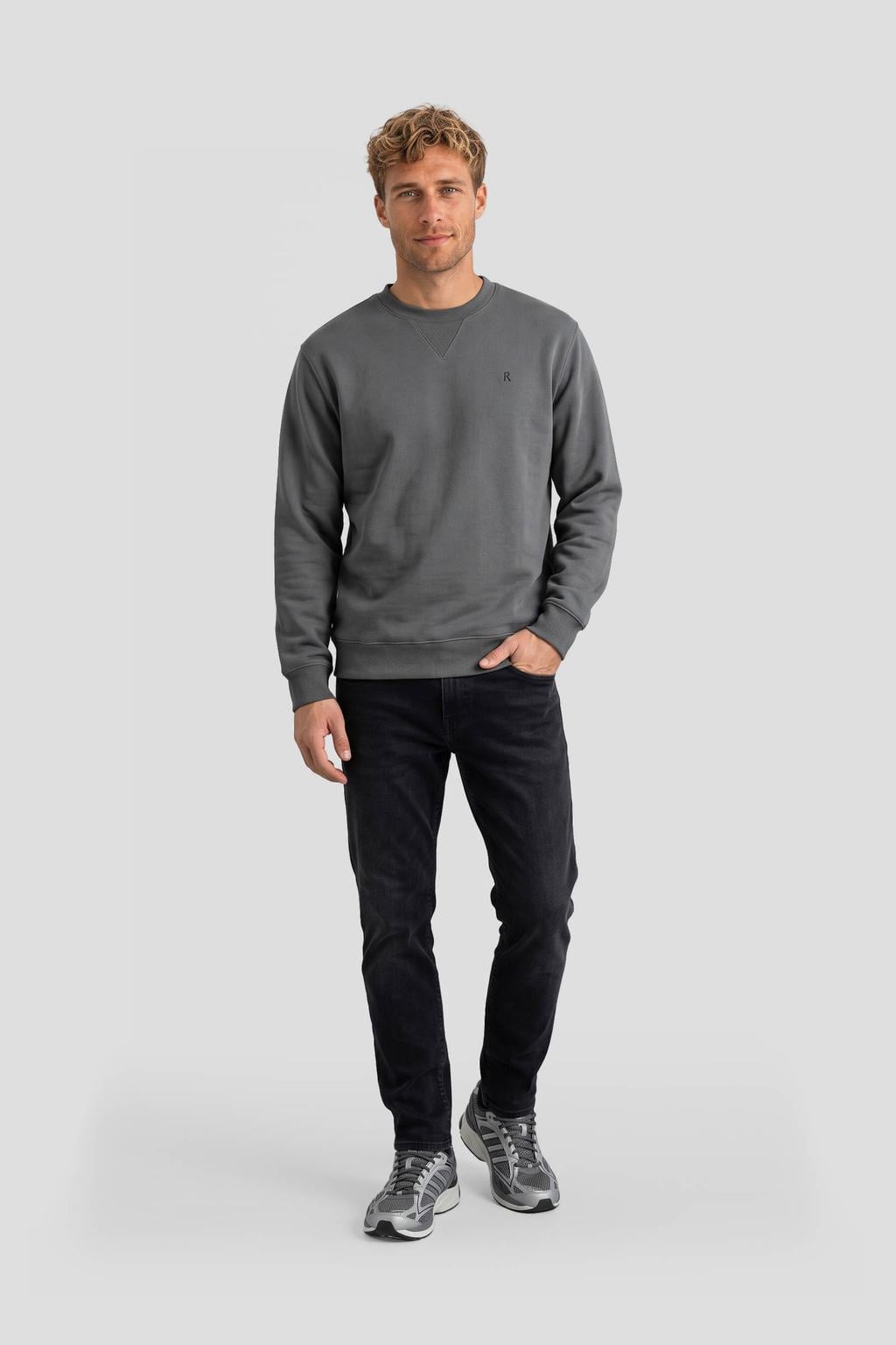 REPLAY regular fit sweater - donkergrijs