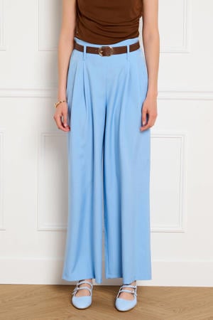 high waist wide leg fit pantalon - lichtblauw
