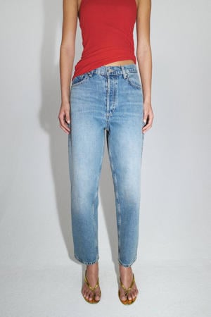 high waist mom jeans medium blue denim