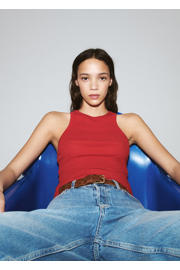 thumbnail: Mango high waist mom jeans medium blue denim
