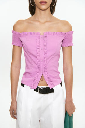 off shoulder top roze