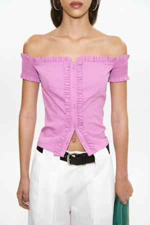off shoulder top roze