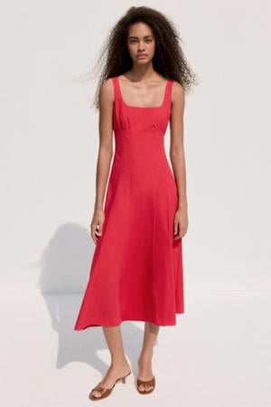 katoenen midijurk - rood