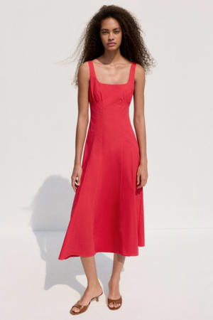 katoenen midijurk - rood