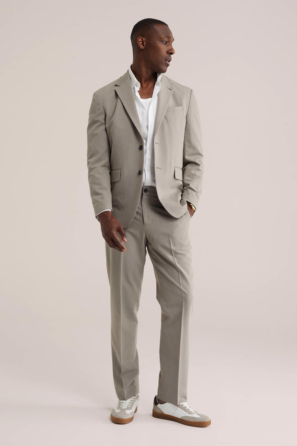 WE Fashion regular pantalon taupe