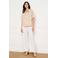 LOLALIZA gebloemde broderie blouse - beige
