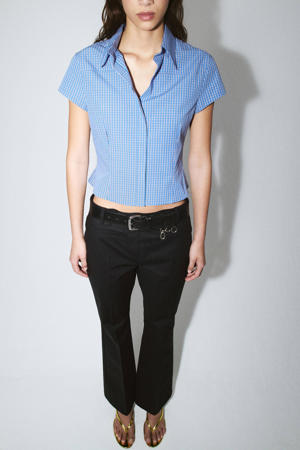 katoenen geruite blouse - blauw