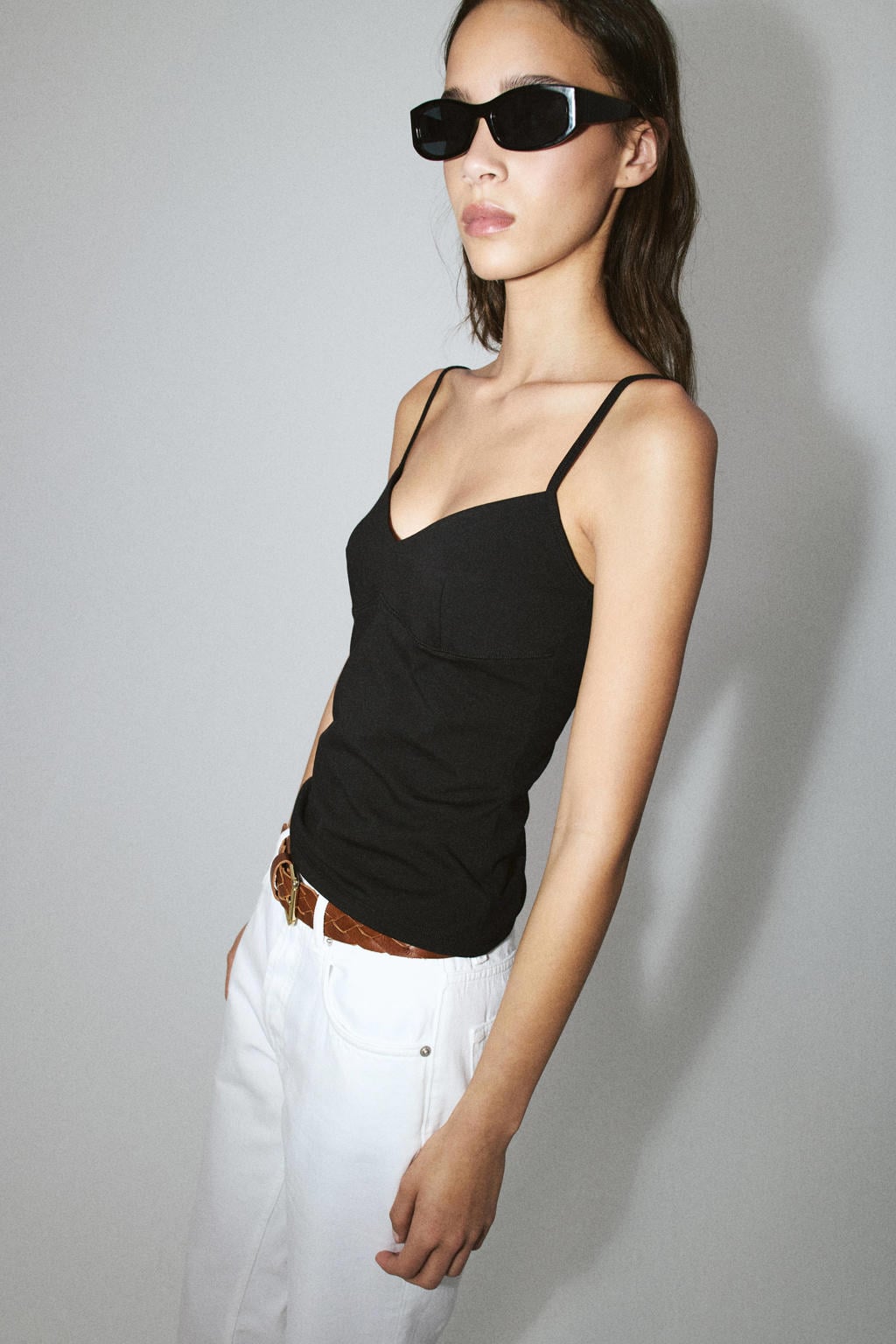 Zwarte dames Mango top met effen en V-hals