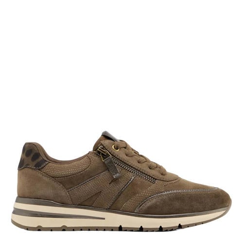 Medicus suède sneakers met dierenprint taupe