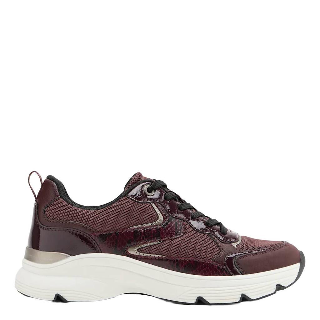 Bordeaux dames Graceland chunky sneakers - van textiel en imitatieleer met veters