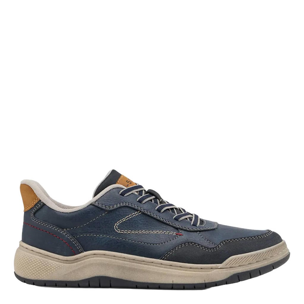 Blauwe heren Memphis One imitatieleren sneakers - met elastische veters