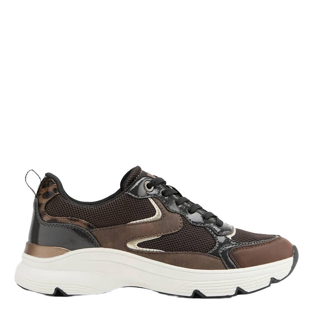 Bruine dames Graceland chunky imitatieleren sneakers - met veters