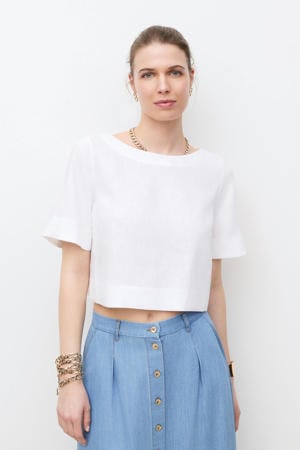 linnen cropped top - wit