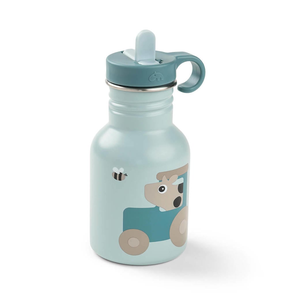 Done by Deer Metalen fles Tiny farm Blauw 350 ml