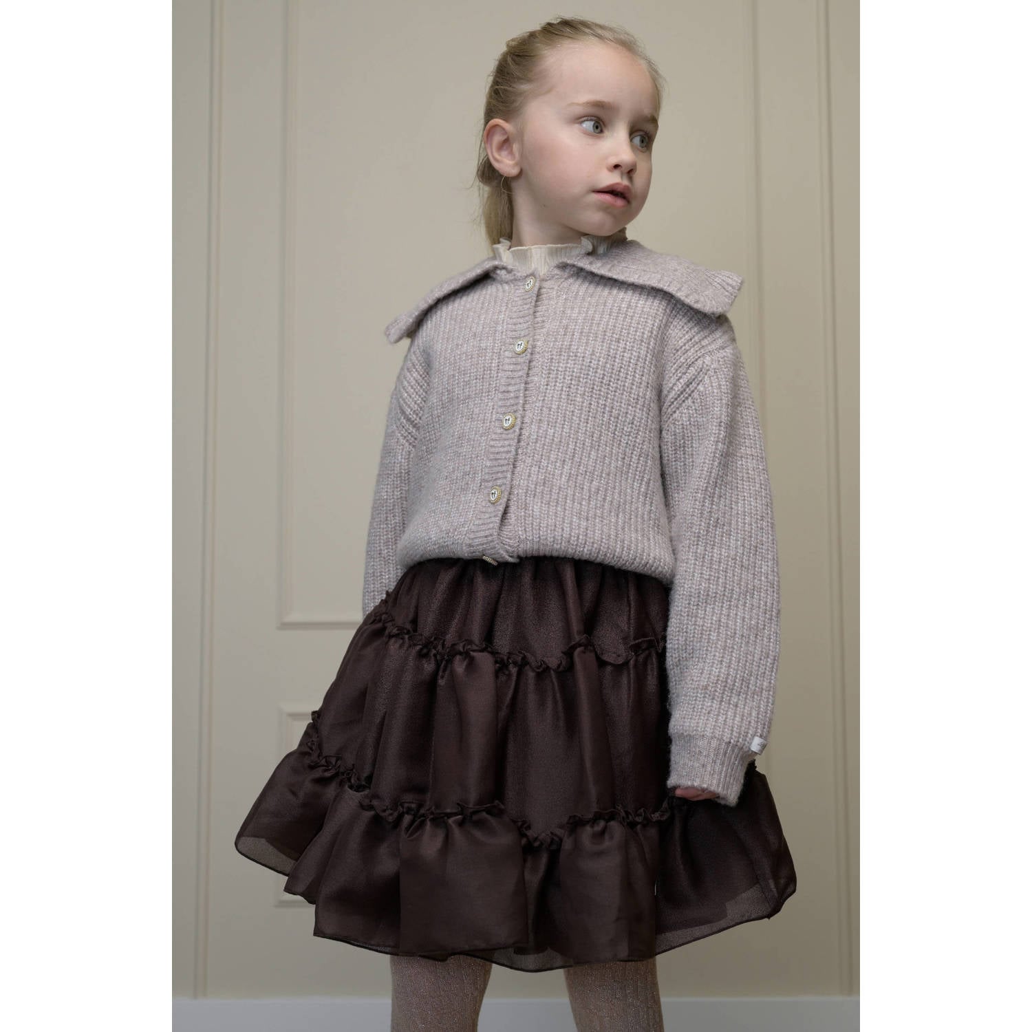 Le Chic gebreid vest met wol zand