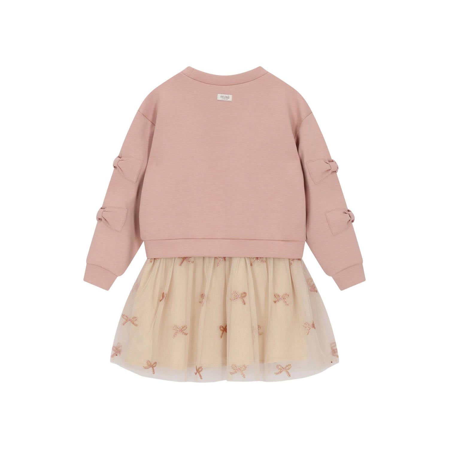 Le Chic korte jurk met tule en print roze
