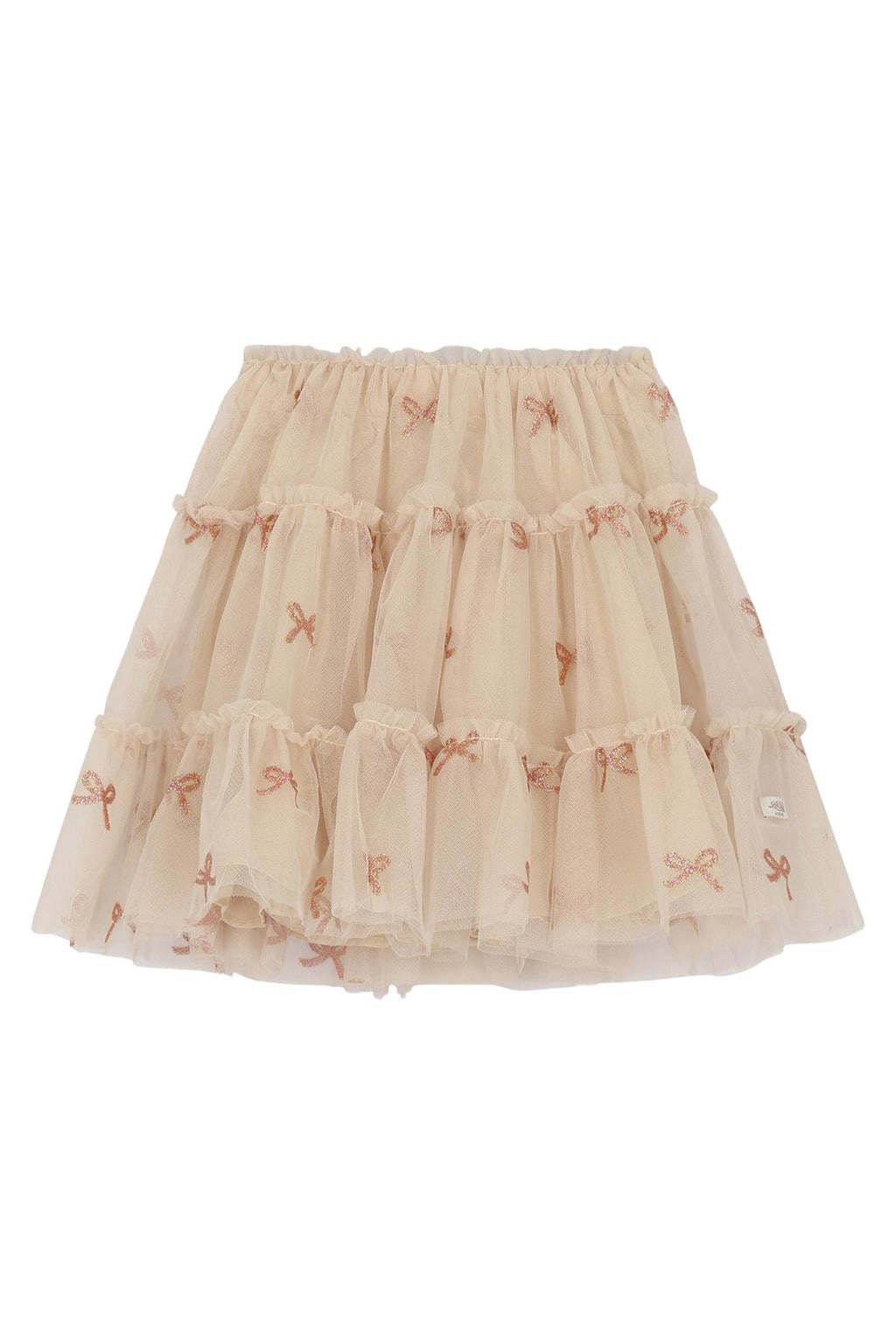 Zandkleurige meisjes Le Chic korte tule rok met glitters en print voorzien van