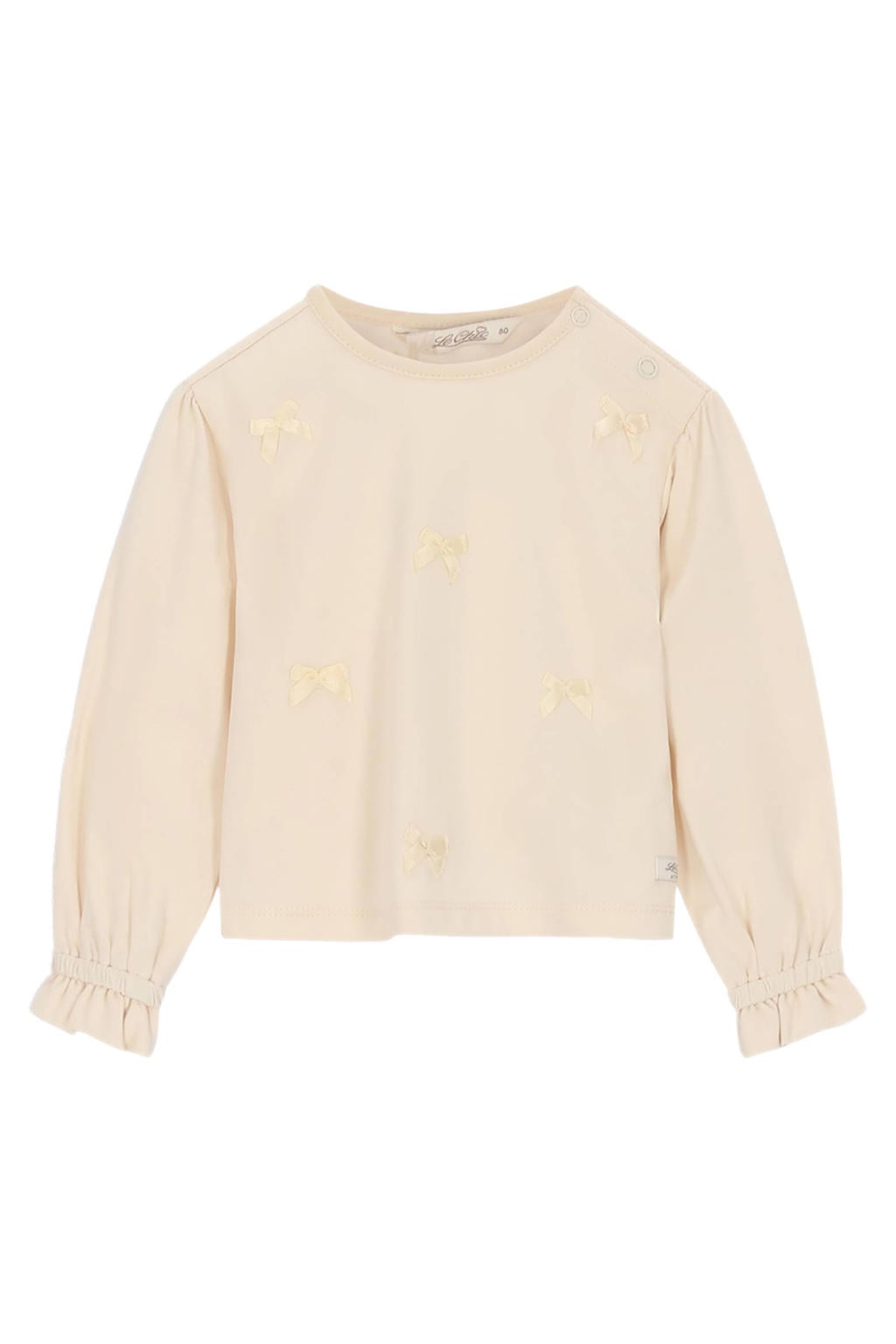 Ecru meisjes Le Chic blousetop van stretchkatoen met lange mouwen en ronde hals