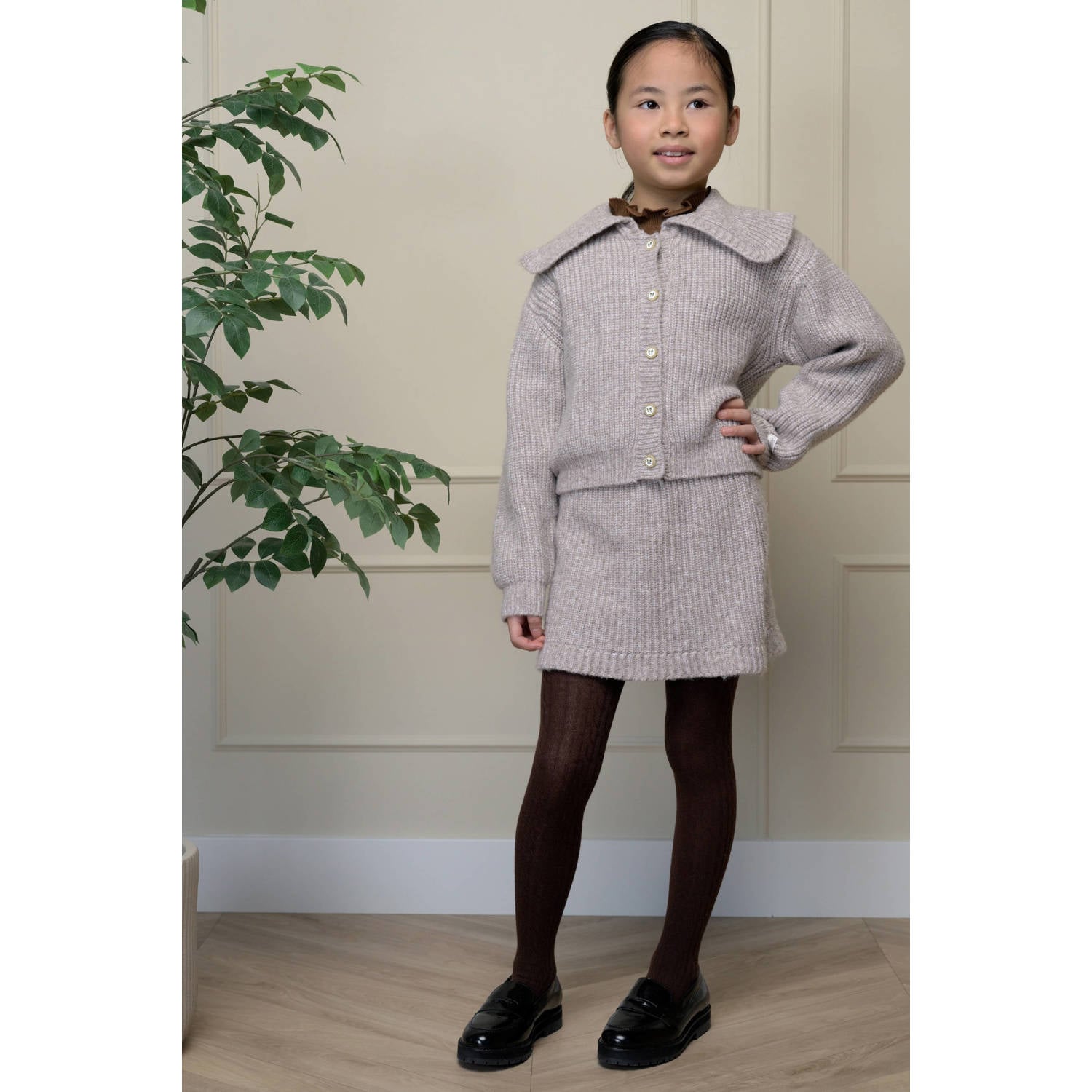 Le Chic gebreide korte rok zand