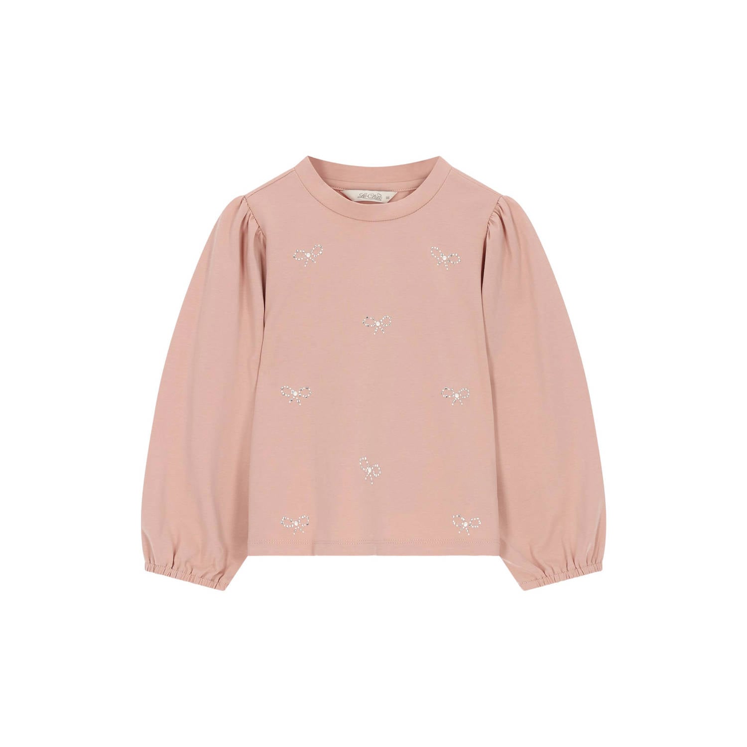 Le Chic blousetop met strass-steentjes en print roze