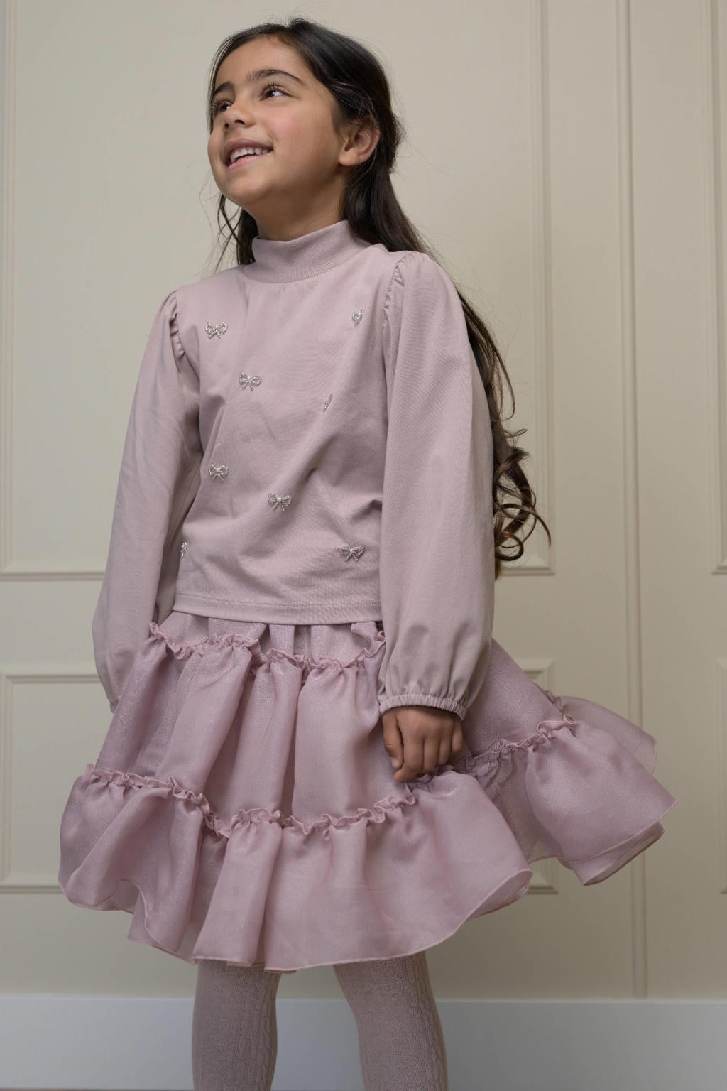 Roze meisjes Le Chic korte tule rok met glitters voorzien van