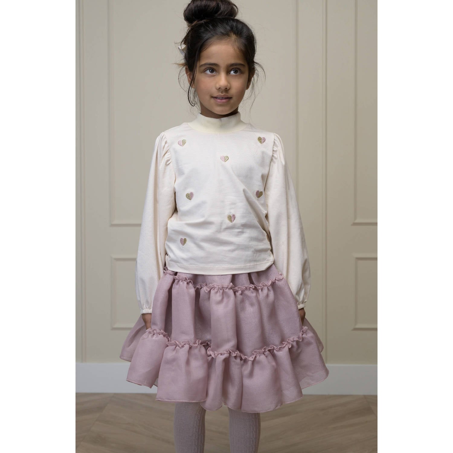 Le Chic korte tule rok met glitters roze