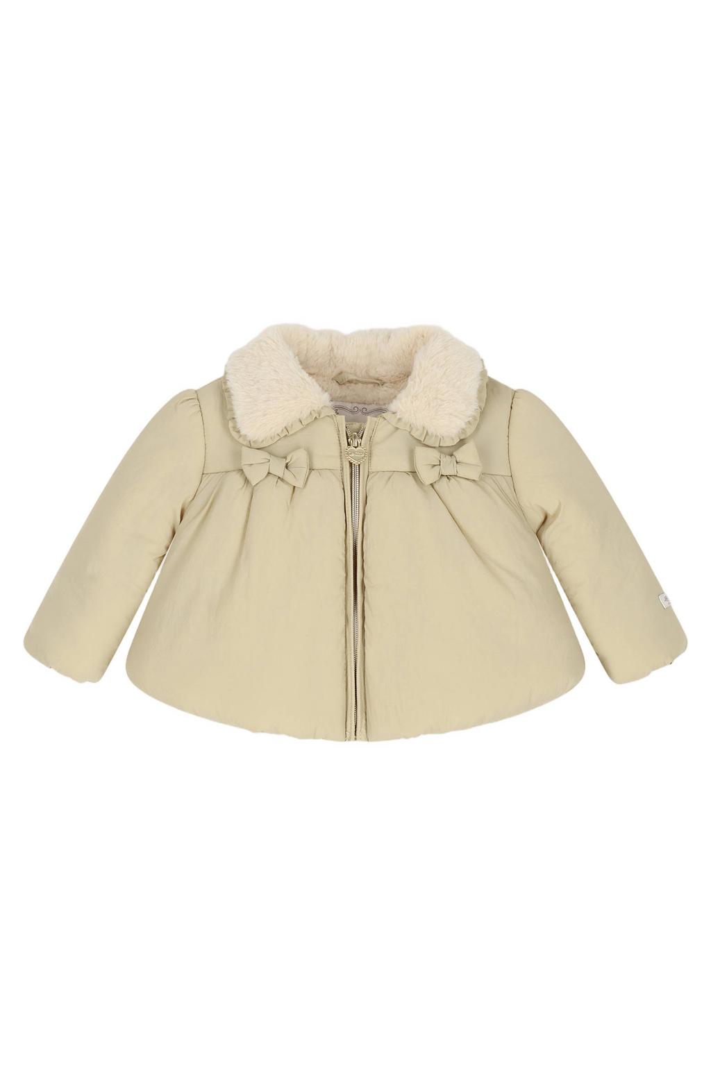 Beige meisjes Le Chic winterjas met lange mouwen, klassieke kraag en ritssluiting