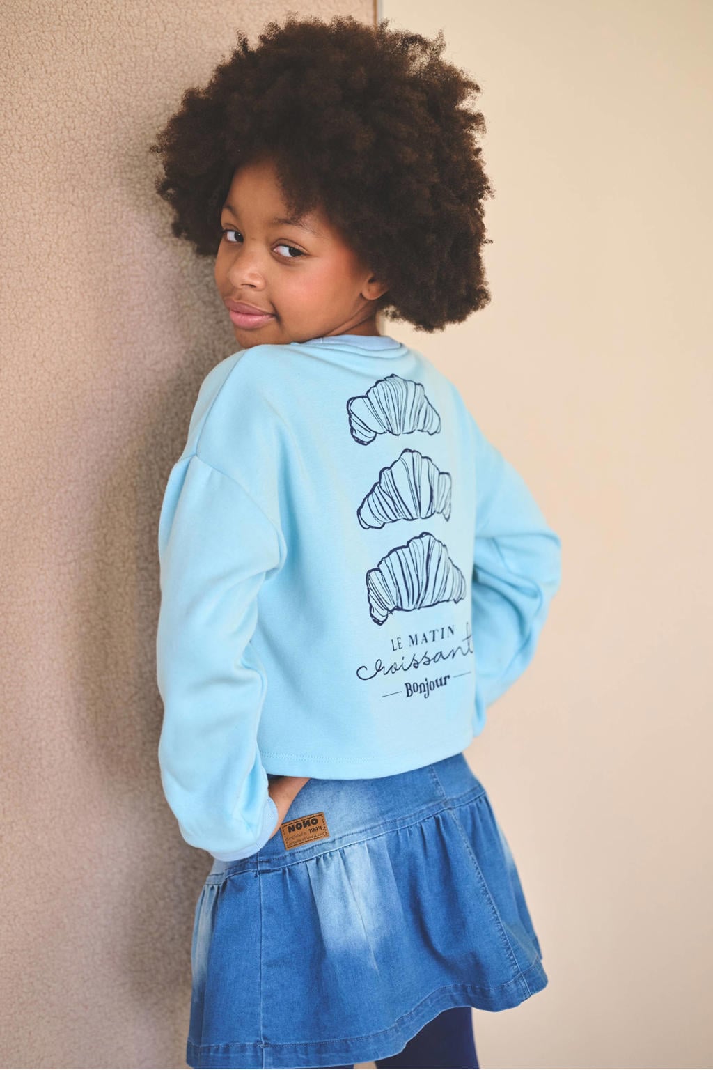 NONO sweater met print - lichtblauw