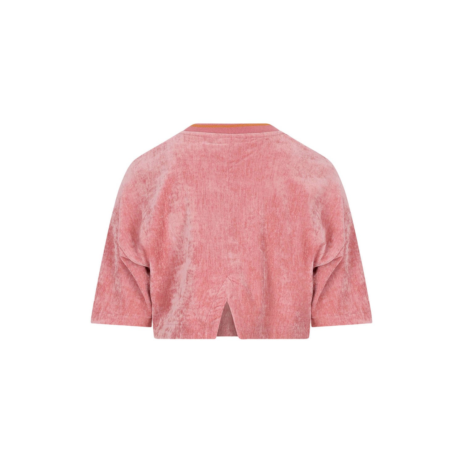 NONO fluwelen cropped top met borduursels en tekst roze