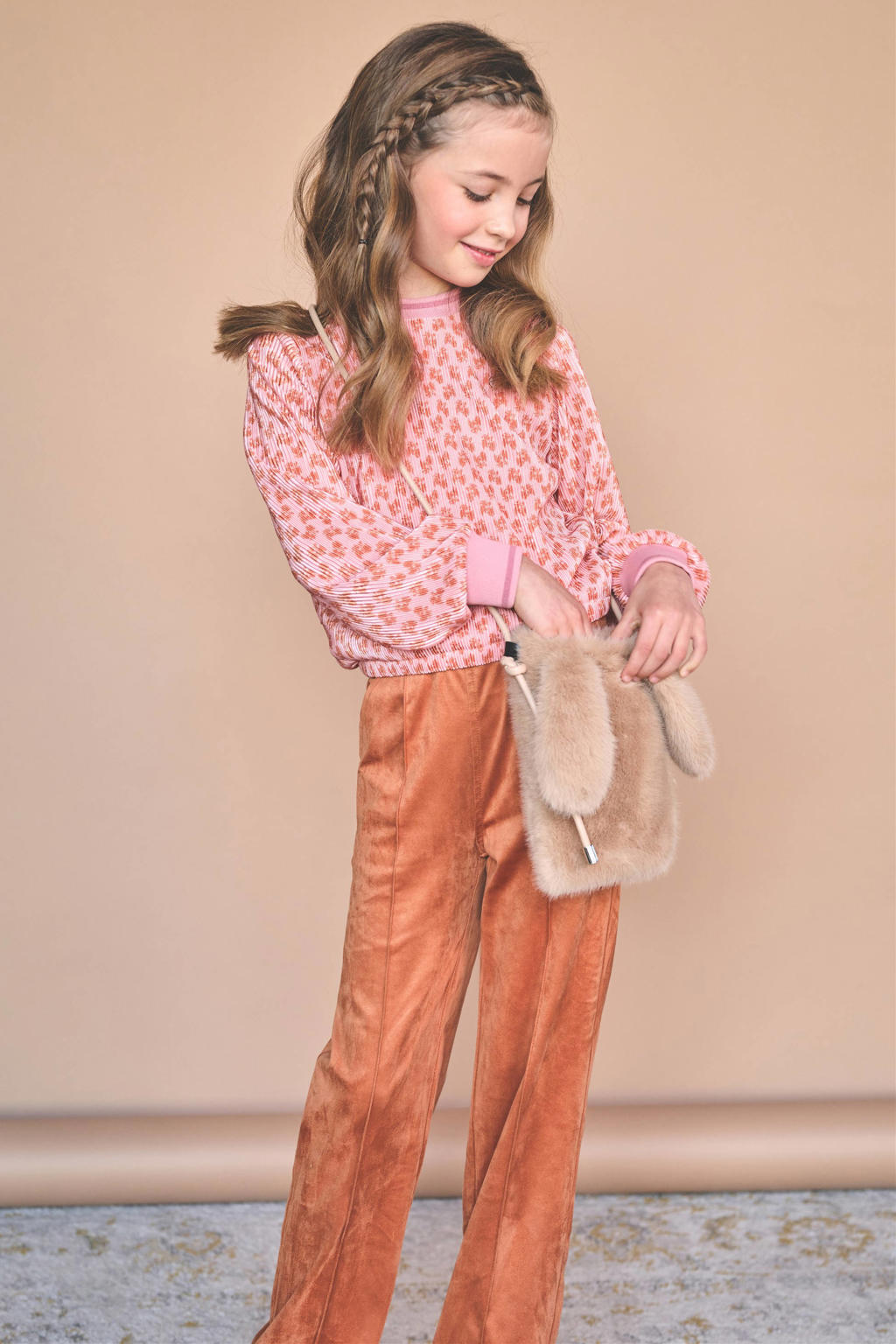 NONO rechtvallende blousetop met print - roze