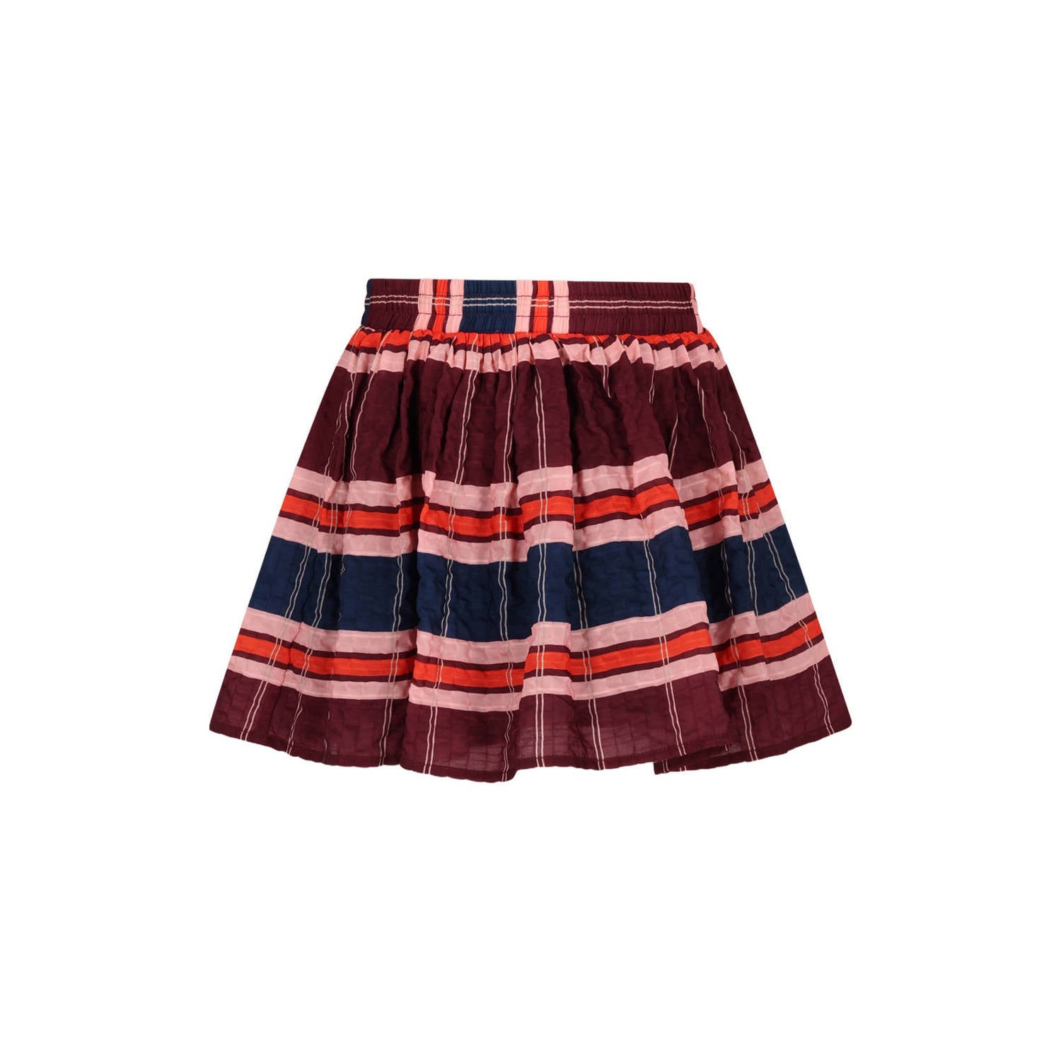 NONO korte gestreepte rok donkerrood roze donkerblauw