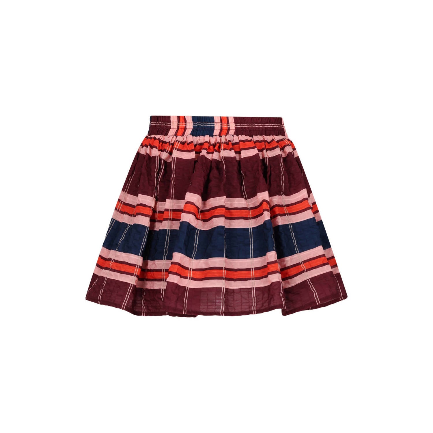 NONO korte gestreepte rok donkerrood roze donkerblauw