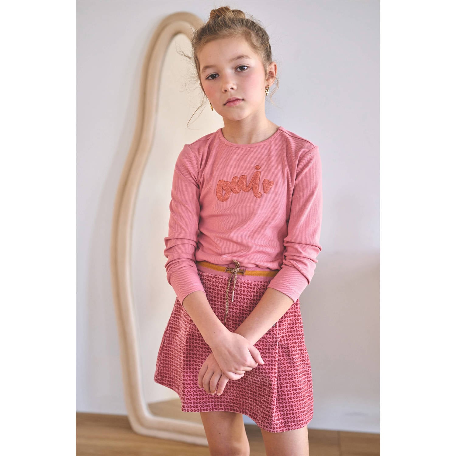 NONO midi jurk met tekst roze