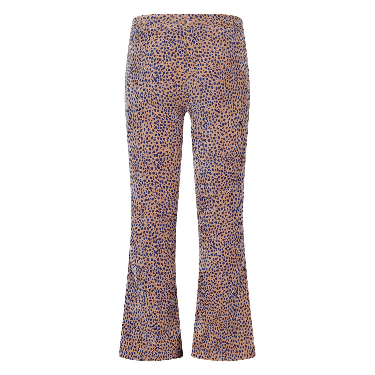 NONO fluwelen flared broek met print bruin blauw