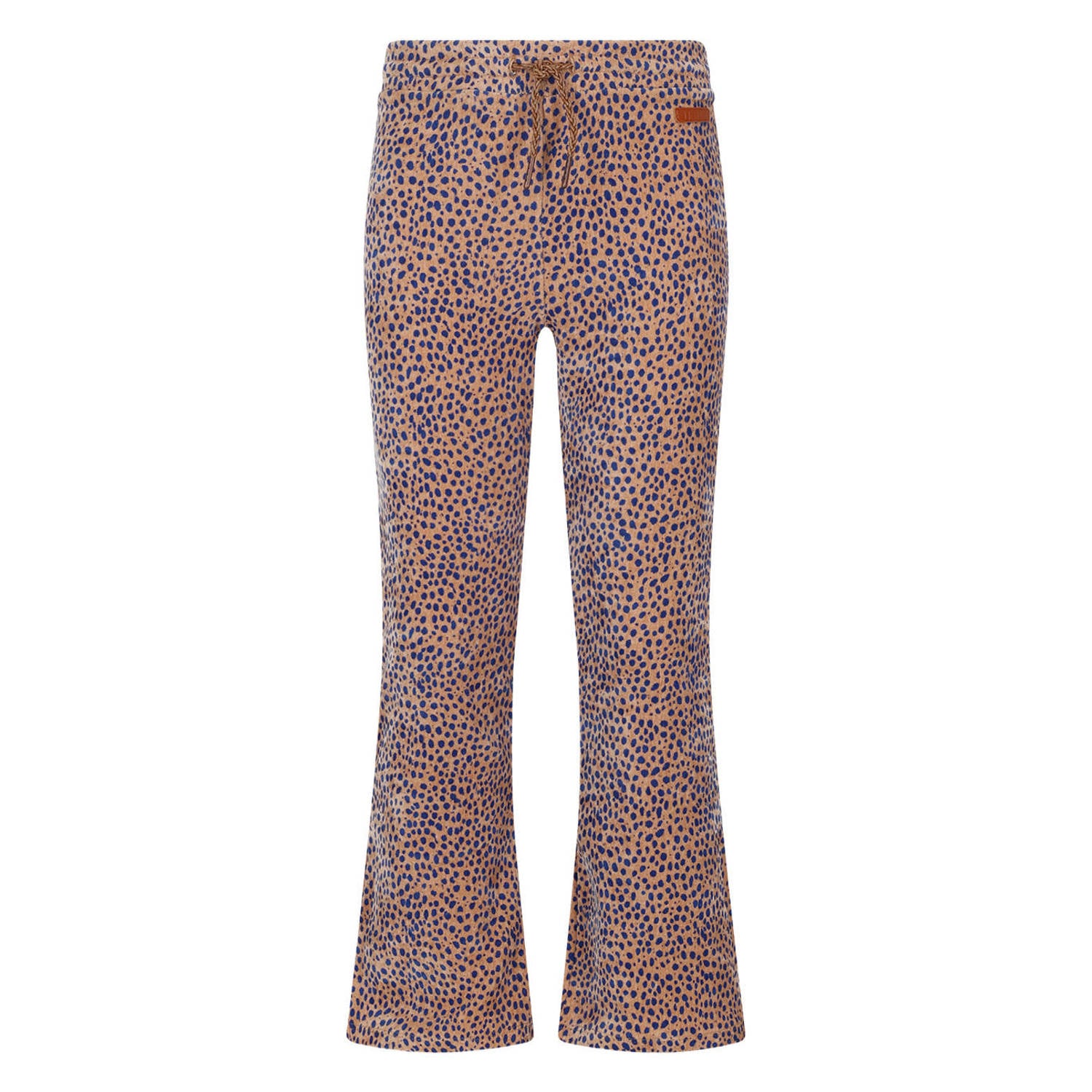 NONO fluwelen flared broek met print bruin blauw